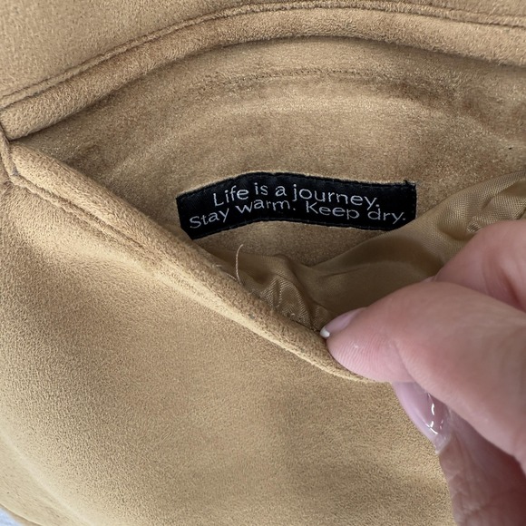 Gallery Woman Jacket Womens 1X Brown Faux Suede Sherpa Lined Button Coat Winter - Picture 7 of 15